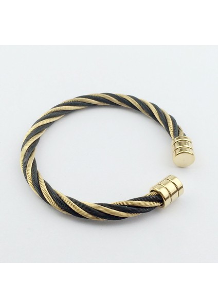 Altın Rengi Bohemia Örgü Paslanmaz Çelik Charm Bilezik & Bilezik Erkek Kadın Çift Takı Benzersiz Tel Kol Bileziği Açık Örgülü Erkek Bilezikler (Yurt Dışından) fırsatları