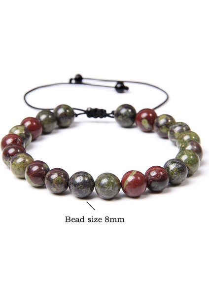 19CM Tarzı Ejderha Kanı Taşı Örgü Bileklik Kadın Doğal 8mm Ametist Lapis Lazuli Taş Boncuk Bilezik Erkek El Yapımı Dokuma Ayarlanabilir Yoga Takı (Yurt Dışından)