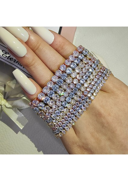 S5451-4MM-18CM 2022 Yeni Trend mm Gül Altın Rengi Gümüş Rengi Elde Tenis Bilezik Bilezik Kadınlar Için El Zinciri Hediye Takı Z31 (Yurt Dışından) modelleri