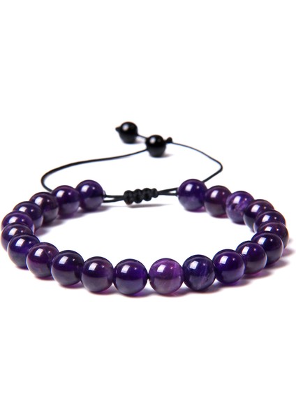 19CM Tarzı Ejderha Kanı Taşı Örgü Bileklik Kadın Doğal 8mm Ametist Lapis Lazuli Taş Boncuk Bilezik Erkek El Yapımı Dokuma Ayarlanabilir Yoga Takı (Yurt Dışından) modelleri