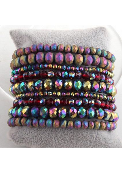 18CM Tarzı Çok Rh Moda Tasarımcısı Boncuklu Bilezik Seti 9 Parça Cam Kristal Çoklu Yığın Bilezik Seti Kadınlar Için Takı (Yurt Dışından)