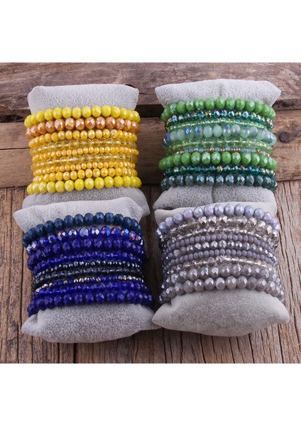 18CM Tarzı Çok Rh Moda Tasarımcısı Boncuklu Bilezik Seti 9 Parça Cam Kristal Çoklu Yığın Bilezik Seti Kadınlar Için Takı (Yurt Dışından) fiyatları