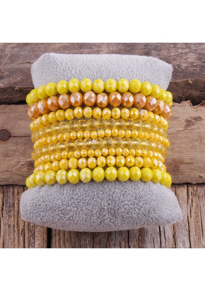 18CM Tarzı Çok Rh Moda Tasarımcısı Boncuklu Bilezik Seti 9 Parça Cam Kristal Çoklu Yığın Bilezik Seti Kadınlar Için Takı (Yurt Dışından) modelleri