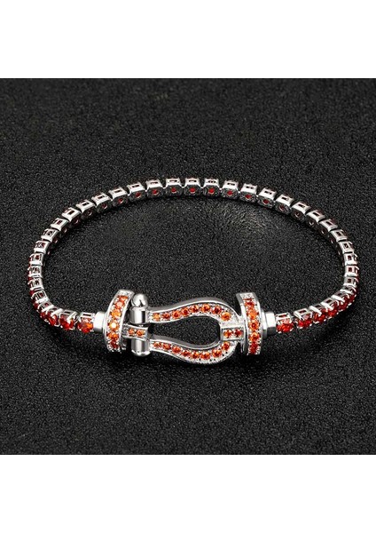18.5cm Tarzı Jet Klasik Lüks Nal Şekilli Erkek Bilezik Takı Moda Kadın Bakır Zirkonya Bilezik & Bilezik (Yurt Dışından) modelleri