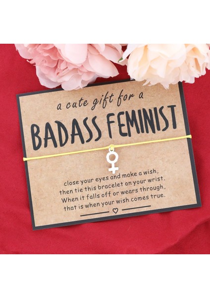 Sarı Sert Feminist Dilek Bilekliği Venüs Sembolü Kolye Feminist Bileklik Güçlendirme Takı Kız Gücü Bileklik Feminist Hediye (Yurt Dışından)