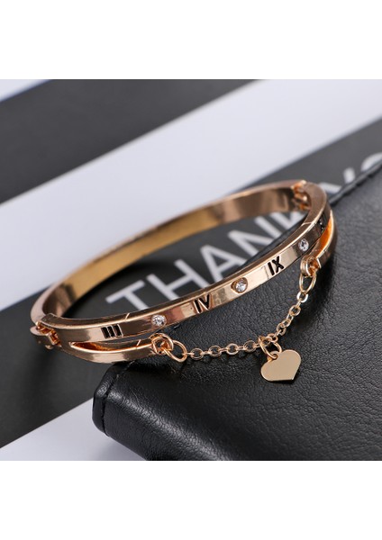 Altın Gül Kadınlar Için Gümüş Renkli Paslanmaz Çelik Bilezikler Bilezikler Kalp Sonsuza Kadar Aşk Şans Bileklik Şık Takı Lüks (Yurt Dışından) fiyatları