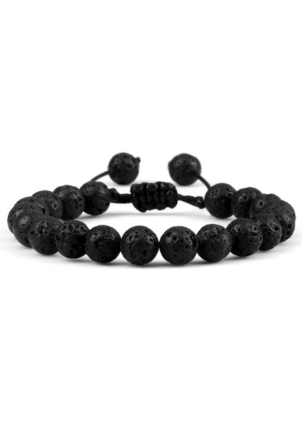 Kara Lav 2 Sıcak ve Erkek Boncuklu Bilezikler Kaplan Gözü Lava Doğal Taş Oniks Boncuklu Çift Mesafe Bilezikleri Kadınlar Takı Pulseras (Yurt Dışından)