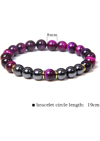 23CM Tarzı Siyah Tabanca Kaplama Doğal Çakra Kaplan Gözü Taş Boncuklu Bilezik El Yapımı Esnek Takı Unisex Bilezik Gümüş Rengi Spacer Şans Kolye Pulsera Çift (Yurt Dışından)
