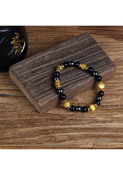 8mm Tarzı No.30 Boyutu Doğal Kaplan Gözü Obsidyen Hematit Boncuklu Bileklik Erkekler Için Manyetik Sağlık Koruma Kadınlar Ruh Takı Hediye Pulsera Hombre (Yurt Dışından)