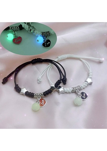 No.9 Boyutu 2 Adet Parlayan Kolye Bilezik Sevgililer Için Karanlıkta Işık Yayan Bilezik Boncuk Zincir Kadın Erkek Takılar Için (Yurt Dışından) modelleri