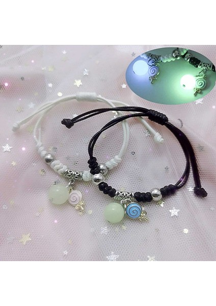 No.9 Boyutu 2 Adet Parlayan Kolye Bilezik Sevgililer Için Karanlıkta Işık Yayan Bilezik Boncuk Zincir Kadın Erkek Takılar Için (Yurt Dışından) indirimleri