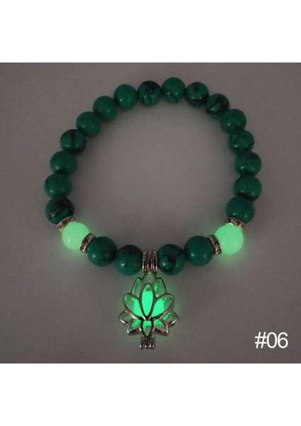 Yeşil ve Yeşil Kadın Erkek Yoga Dua Lotus Çiçeği Şekilli Şans Buddhism Doğal Taş Boncuk Işıltılı Takı Glow Kolluk (Yurt Dışından)