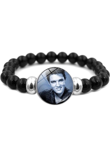XSWX2995-4 Elvis Presley Kendin Yap Boncuk Bilezik Rock And Roll Kralı Cam Snap Düğmeli Bilezik Bilezik El Yapımı Takı Hediyeler (Yurt Dışından)