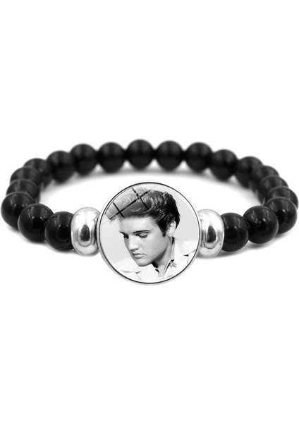 XSWX2995-4 Elvis Presley Kendin Yap Boncuk Bilezik Rock And Roll Kralı Cam Snap Düğmeli Bilezik Bilezik El Yapımı Takı Hediyeler (Yurt Dışından) fiyatları