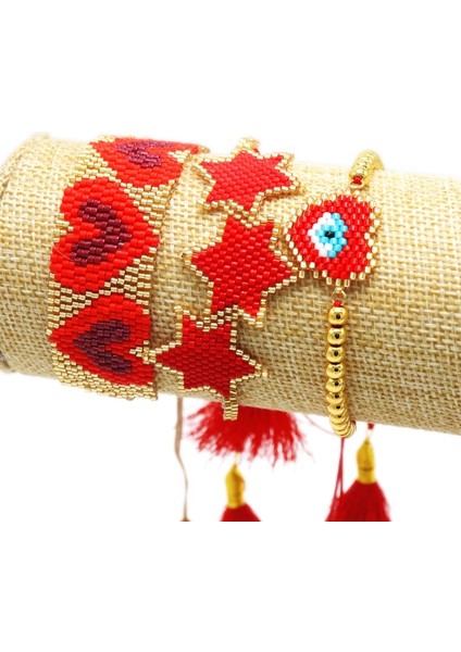 19CM Tarzı No.23 Boyutu Türk Nazar Boncuklu Miyuki Boncuk Bilezik Kolye Kalp Bilezikler Meksika Takı Kadınlar Püskül Kolluk (Yurt Dışından) fiyatları