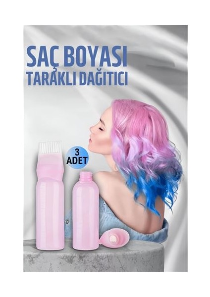 Saç Boyası Eşit Dağıtım Taraklı Şişe Doldurulabilir Aplikatör 3 Adet