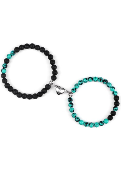 Lav-Yeşil Hava Çift Mesafe Kalp Mıknatıs Kolye Bileklikler Sevgili Için Doğal Taş Boncuklu Esnek Bilezik Takı Arkadaş Hediye (Yurt Dışından) fiyatları