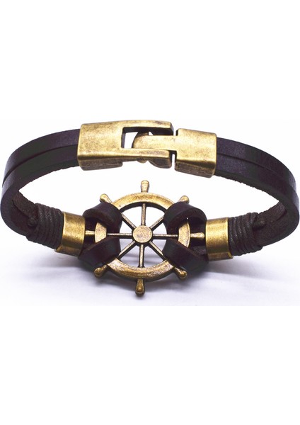 BM19 2019 Moda Vintage Stil Kolay Kanca Dümen Çapa Bilezik 21CM Gerçek Deri Zincir Bağlantı Arkadaş Bileklik Erkek Takı (Yurt Dışından) indirimleri