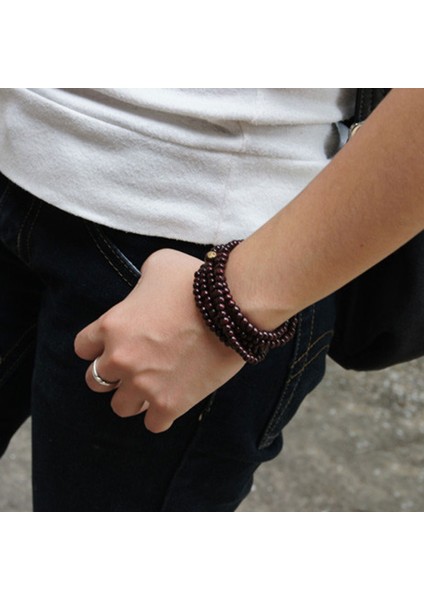 Bk Moda Karakter Doğal Kırmızı Sandal Ağacı Boncuk Bilezik Tibet Budist Ahşap Tespih Bilezik Şans Bileziği (Yurt Dışından) modelleri