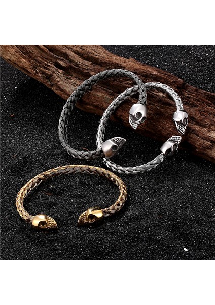 L556 316L Paslanmaz Çelik Bilezik Erkek Kafatası Bileklik Titanyum Ayarlanabilir Açılış Manşet Charm Mücevher Pulseras Hombre Lüks Mücevher (Yurt Dışından) modelleri