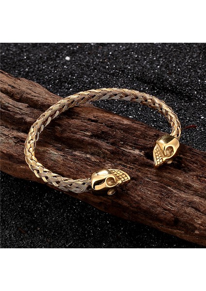 L556 316L Paslanmaz Çelik Bilezik Erkek Kafatası Bileklik Titanyum Ayarlanabilir Açılış Manşet Charm Mücevher Pulseras Hombre Lüks Mücevher (Yurt Dışından) indirimleri