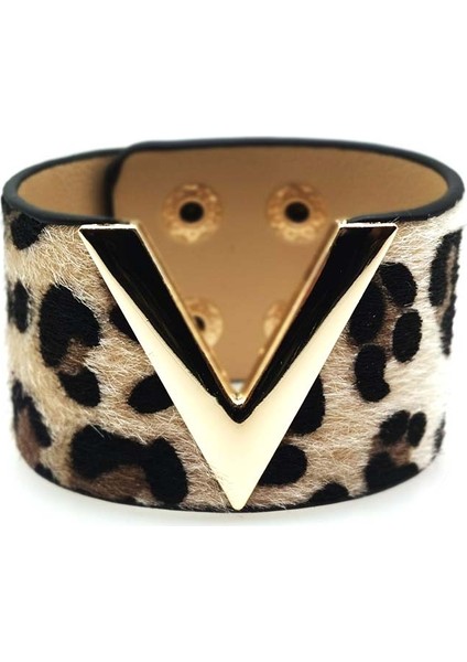 No.29 Beden Kadınlar Için Moda Deri Bilezik Leopar Basit Tüm Eşleşme V Kelime Geniş Şık Kolluk Wrap Bilezik Femme Bileklik Takı (Yurt Dışından) modelleri
