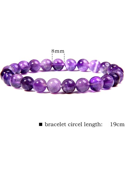 21CM Tarzı 8 mm Ametist Doğal Taş Pictura Jaspe Mineral Bilezik Kadın El Yapımı Esnek It Taş Boncuklu Şans Bilekliği Yoga Dua Pulsera (Yurt Dışından)