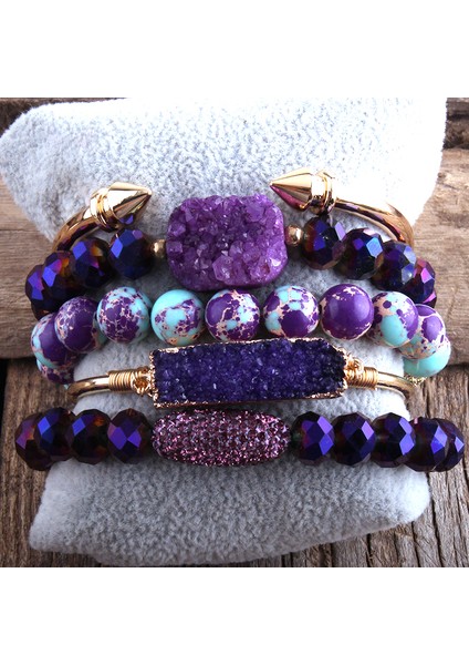 18.5cm Tarzı Yeşil Rh Moda Boho Takı Doğal Taş Bilezik ve Bileklik 5'li Takı Seti Kadınlar Için Hediye Dropship (Yurt Dışından) indirimleri