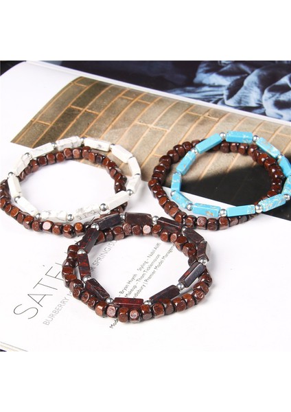 21CM Tarzı Harita Jasper 42 Bileklik Setleri Çift Zincir Iki Katmanlı Bilezikler Erkek Kadın Çift Takı Doğal Çakra Reiki Mavi Nazar Boncuklu Şans Bilekliği (Yurt Dışından) fırsatları