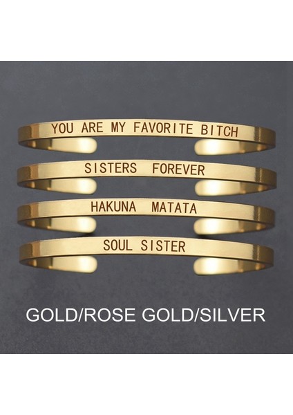 Saf Altın Rengi Kardeşler Sonsuza Dek Harf Kazınmış Bileklik Şans Bileklik Serisi En Iyi Arkadaş Ruh Kardeşleri Nedime Hediyeleri (Yurt Dışından) fiyatları
