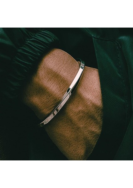 428GR Erkekler Için Antika Gümüş Renkli Çift Kıvrımlı C Bilezikli Küçük Bilek Mobius Bilezik Paslanmaz Çelik Cuff Bilezik Unisex Takı (Yurt Dışından)