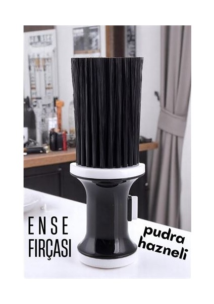 Pudra Hazneli Ense Fırçası Saç Temizleme Fırçası - Berber Temizlik Fırçası- Kuaför Berber Malzemesi