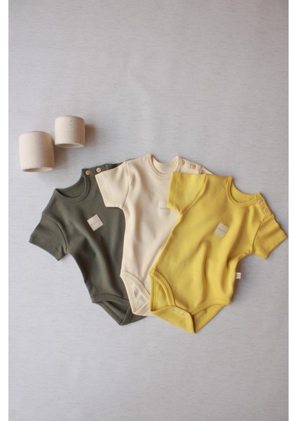 3lü Basic Kısa Kollu Çıt Çıtlı Body Zıbın Model 8