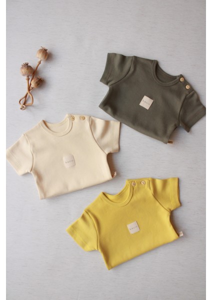 3lü Basic Kısa Kollu Çıt Çıtlı Body Zıbın Model 8