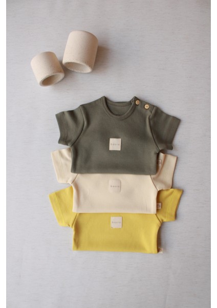 3lü Basic Kısa Kollu Çıt Çıtlı Body Zıbın Model 8