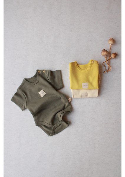 3lü Basic Kısa Kollu Çıt Çıtlı Body Zıbın Model 8