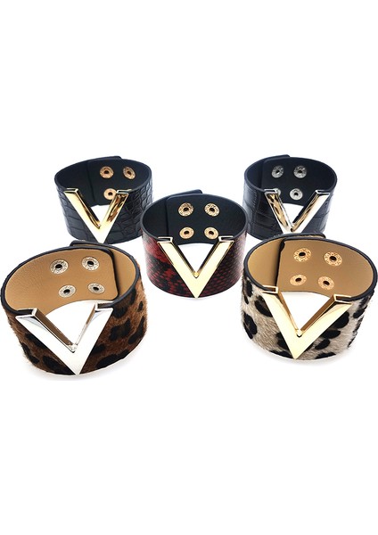 No.9 Boyutu Avrupa Çatlak Deri Bilezik Kadınlar Için Femme Tüm Maç V Kelime Geniş Punk Stil Yumuşak Takılar Cool (Yurt Dışından) fırsatları