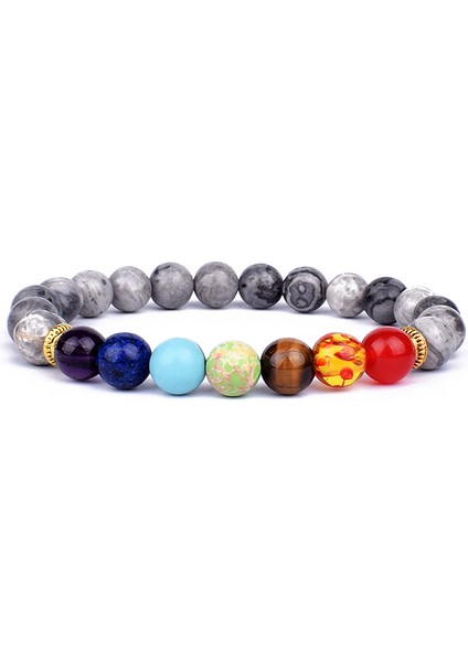 M-19CM Stili No.25 Boyutu 7 Çakra Taş Bilezik Kadın Doğal Boncuk Şifa Reiki Dua Buddha Boncuk Bilezik Erkek Şans Yoga Meditasyon Takı Hediye (Yurt Dışından)