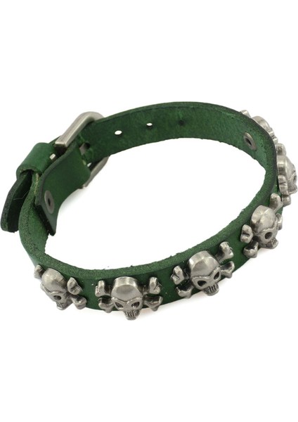 Kahve 2020 Yeni Vintage Rock Punk Gerçek Deri Bilezik Pulseira Mujer Erkek Bilezik Kafatası Nokta Şans Bileklik Kadınlar Erkekler Takı Için (Yurt Dışından)