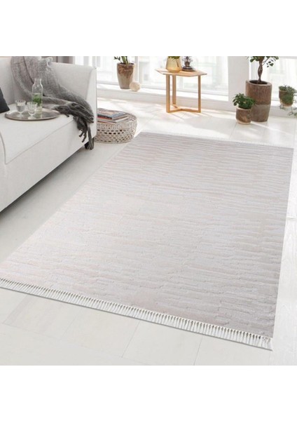 Mojee 2201 Krem Micro Fiber Polyester Yumuşak Silinebilir Keçeleşmez Leke Tutmaz Dekoratif Halı