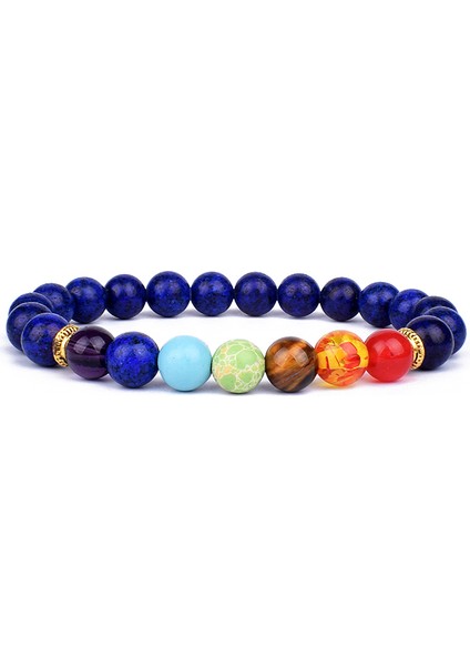 M-19CM Stili No.26 Boyutu 7 Çakra Taş Bilezik Kadın Doğal Boncuk Şifa Reiki Dua Buddha Boncuk Bilezik Erkek Şans Yoga Meditasyon Takı Hediye (Yurt Dışından)