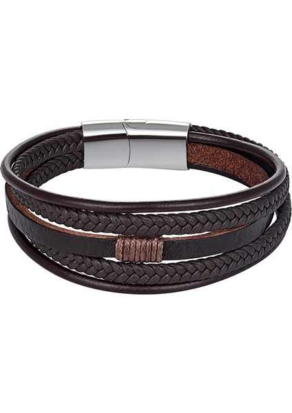 17.5cm Tarzı Gül Altın Rengi Xionghang Erkek Mücevherleri Punk Siyah Örgülü Gerçek Deri Bileklik Paslanmaz Çelik Manyetik Toka Moda Bilezikler Vintage Hediyeler (Yurt Dışından)
