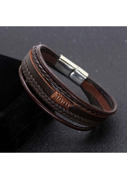 17.5cm Tarzı Gül Altın Rengi Xionghang Erkek Mücevherleri Punk Siyah Örgülü Gerçek Deri Bileklik Paslanmaz Çelik Manyetik Toka Moda Bilezikler Vintage Hediyeler (Yurt Dışından) indirimleri