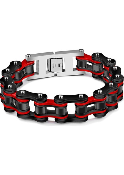Kırmızı Siyah Erkek Bileklik Moda Punk Mavi Motor Bisiklet Zincir Titanyum Paslanmaz Çelik Lokomotif Bisiklet Zincir Bilezikleri Pulseras (Yurt Dışından)