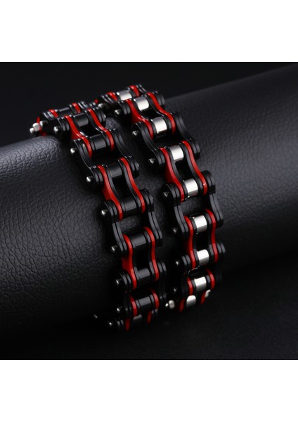 Kırmızı Siyah Erkek Bileklik Moda Punk Mavi Motor Bisiklet Zincir Titanyum Paslanmaz Çelik Lokomotif Bisiklet Zincir Bilezikleri Pulseras (Yurt Dışından) fırsatları