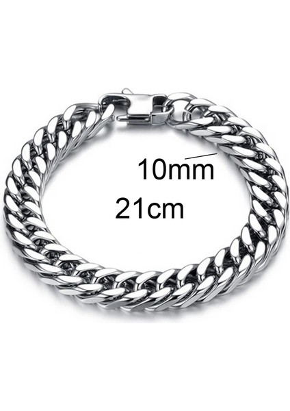Uzunluk 21CM G 10MM Yeni Gelen Vintage Titanyum Çelik Erkek Bilezikler Bileklikler Moda Takı Aksesuarlar Kol Zinciri Bileklik (Yurt Dışından)
