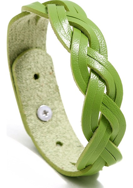 Yeşil Renkli Deri Bilezik Kadın Erkek Basit Kadın Bracalete Femme Charm Braclet Manşet (Yurt Dışından)