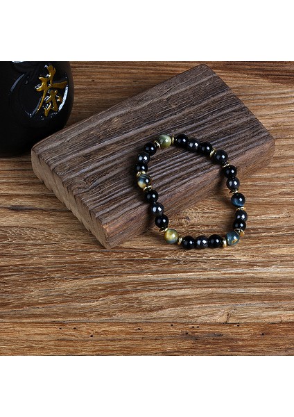 8mm Tarzı No.28 Beden Doğal Kaplan Gözü Obsidyen Hematit Boncuklu Bileklik Erkekler Için Manyetik Sağlık Koruma Kadınlar Ruh Takı Hediye Pulsera Hombre (Yurt Dışından)