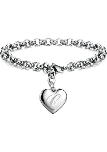 x Modyle Yeni Punk Tasarım Paslanmaz Çelik A-Z Harf Kalp Charm Bilezikler ve Bilezikler Kadınlar Için Moda Takı Pulseras Mujer (Yurt Dışından) fırsatları