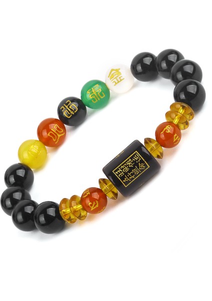 12 mm Feng Shui Akik Bileklik Beş Element Servet Bolluk ve Iyi Şans Çekmek Hediye Çift Boncuk Bileklik Erkek ve Kadınlar Için (Yurt Dışından)
